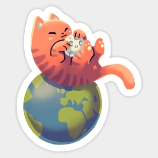 Cats in Space Moon // Universe, Kittens, Feline Sticker